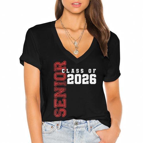 Senior Class Of 2026 Graduation Grad 26 Women's Jersey Short Sleeve Deep V-Neck Tshirt				 - Best Gift Smart