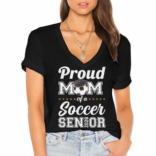 Senior Mom Class Of 2026 Soccer Mom Graduation Women's Jersey Short Sleeve Deep V-Neck Tshirt				 - Best Gift Smart