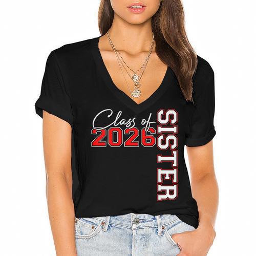 Senior Sister Class Of 2026 Proud Big Sis Graduation Family Women's Jersey Short Sleeve Deep V-Neck Tshirt				 - Best Gift Smart
