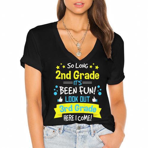 So Long 2nd Grade Here I Come 3rd Grader Graduation Women's Jersey Short Sleeve Deep V-Neck Tshirt				 - Best Gift Smart