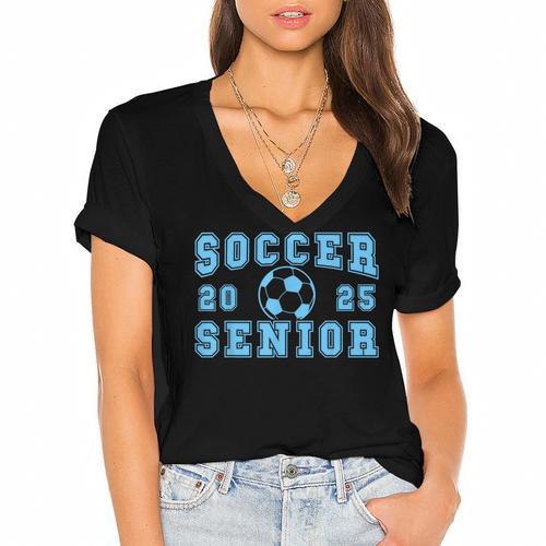 Soccer Senior Night Soccer Senior 2025 Graduation 16 Women's Jersey Short Sleeve Deep V-Neck Tshirt				 - Best Gift Smart