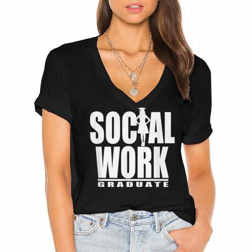 Social Work Graduate TShirt College Graduation Women's Jersey Short Sleeve Deep V-Neck Tshirt				 - Best Gift Smart