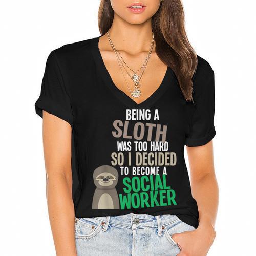 Social Work Student Masters Degree Graduation Women's Jersey Short Sleeve Deep V-Neck Tshirt				 - Best Gift Smart