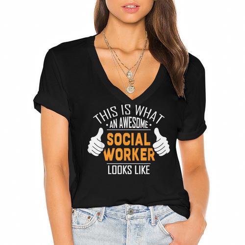 Social Work s Graduation Social Worker Men Women's Jersey Short Sleeve Deep V-Neck Tshirt				 - Best Gift Smart