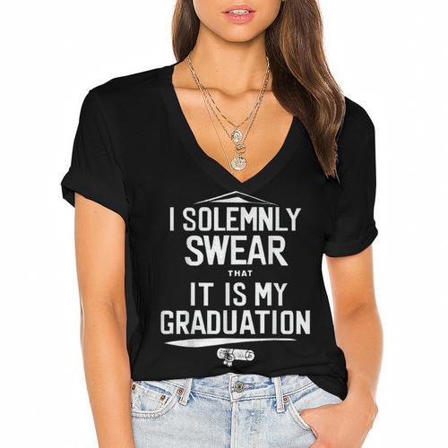 I Solemnly Swear That It's My Graduation Class Of 2024 Grad Women's Jersey Short Sleeve Deep V-Neck Tshirt - Best Gift Smart