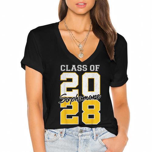 Sophomore 2028 Class Of 2028 Graduation 2028 10th Grade Women's Jersey Short Sleeve Deep V-Neck Tshirt				 - Best Gift Smart