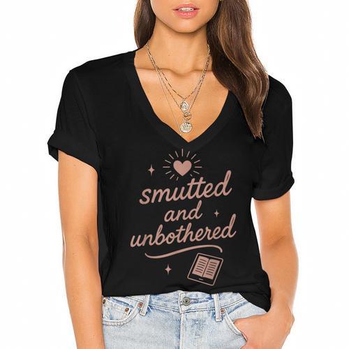 Spicy Book Club BookTok Romance Smutty Fiction Hot Romance Women's Jersey Short Sleeve Deep V-Neck Tshirt				 - Bookorys UK