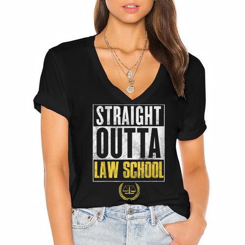 Straight Outta Law School Graduation Tshirt Law School Women's Jersey Short Sleeve Deep V-Neck Tshirt				 - Best Gift Smart