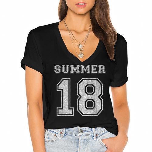 Summer 2018 Teen Graduation Shirt Women's Jersey Short Sleeve Deep V-Neck Tshirt - Best Gift Smart