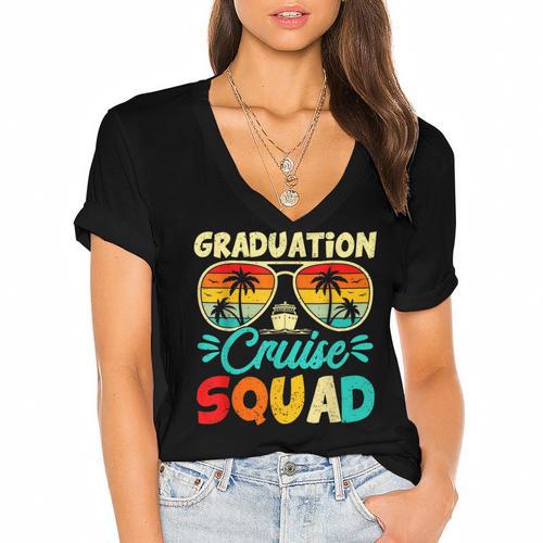 Summer Vacation Graduation Cruise Squad 2026 Matching Women's Jersey Short Sleeve Deep V-Neck Tshirt				 - Best Gift Smart