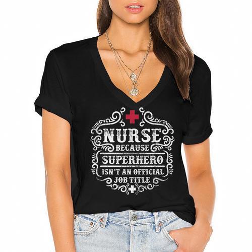 Superhero Nurse RN Graduation Thanks Shirt Women's Jersey Short Sleeve Deep V-Neck Tshirt				 - Best Gift Smart