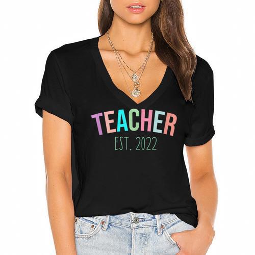 TEACHER Teacher Graduation Kindergarten Teacher 2022 Women's Jersey Short Sleeve Deep V-Neck Tshirt				 - Best Gift Smart
