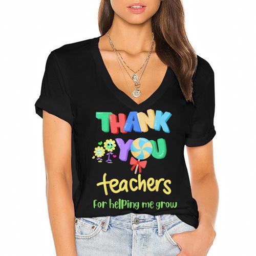 Thank You Teacher Appreciation Graduation Men Women Kids Women's Jersey Short Sleeve Deep V-Neck Tshirt				 - Best Gift Smart