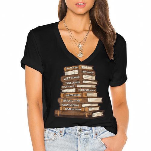 History Books Dream Like Martin African Women Men Kids Women's Jersey Short Sleeve Deep V-Neck Tshirt				 - Bookorys