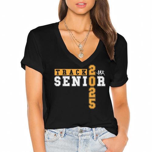 Track Senior Night Track Senior 2025 Graduation 8 Women's Jersey Short Sleeve Deep V-Neck Tshirt				 - Best Gift Smart