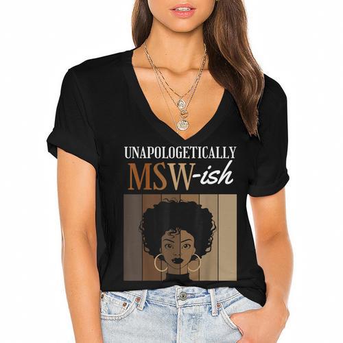 Unapologetically MSW-Ish Student Graduation Afro Women's Jersey Short Sleeve Deep V-Neck Tshirt				 - Best Gift Smart