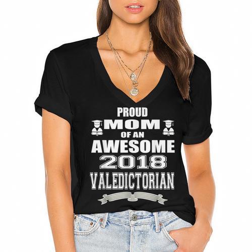 Valedictorian Scholar Mom T Shirt Graduation Speech Women's Jersey Short Sleeve Deep V-Neck Tshirt				 - Best Gift Smart