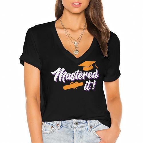 Women's Master Graduation 2026 Mastered It Master's Degree Women's Jersey Short Sleeve Deep V-Neck Tshirt				 - Best Gift Smart