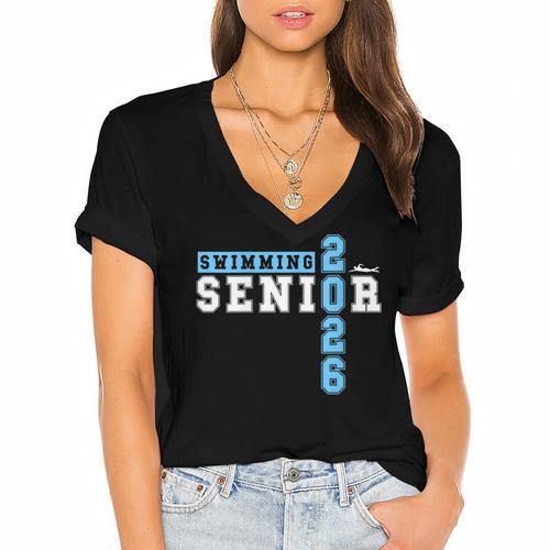 Women's Swimming Senior Night Swim Senior 2026 Graduation 39 Women's Jersey Short Sleeve Deep V-Neck Tshirt				 - Best Gift Smart