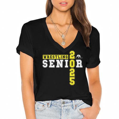 Wrestling Senior Night Wrestling Senior 2025 Graduation 22 Women's Jersey Short Sleeve Deep V-Neck Tshirt				 - Best Gift Smart