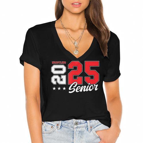 Wrestling Senior Night Wrestling Senior 2025 Graduation 75 Women's Jersey Short Sleeve Deep V-Neck Tshirt				 - Best Gift Smart