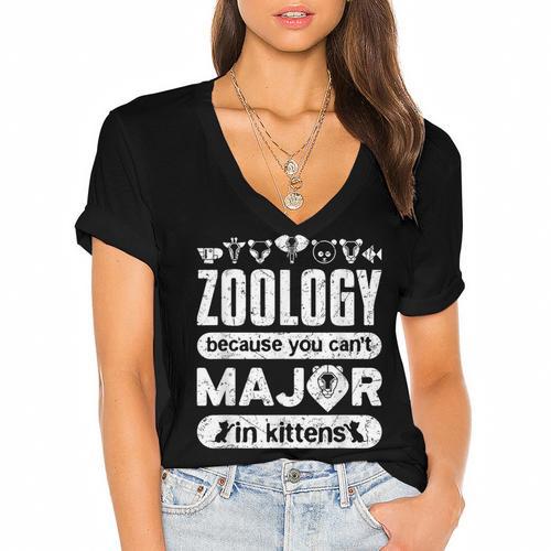 Zoology Major Graduation Zoology Quote Women's Jersey Short Sleeve Deep V-Neck Tshirt				 - Best Gift Smart