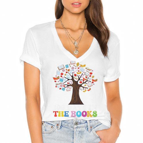 100 Days In The Books Reading Teacher 100th Day Of School Premium Tri-Blend Women's Jersey Short Sleeve Deep V-Neck Tshirt				 - Bookorys