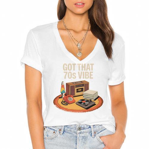 1970s 70s Reunion Nostalgia Memories Music School Grew Up Premium Tri-Blend Women's Jersey Short Sleeve Deep V-Neck Tshirt - Figerry
