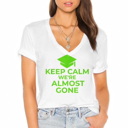 2018 Graduation Red Green High School Color Women's Jersey Short Sleeve Deep V-Neck Tshirt				 - Best Gift Smart