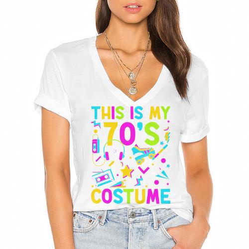 This Is My 70's Costume Nostalgia Mixtape Era 1970s Party Premium Tri-Blend Women's Jersey Short Sleeve Deep V-Neck Tshirt				 - Figerry