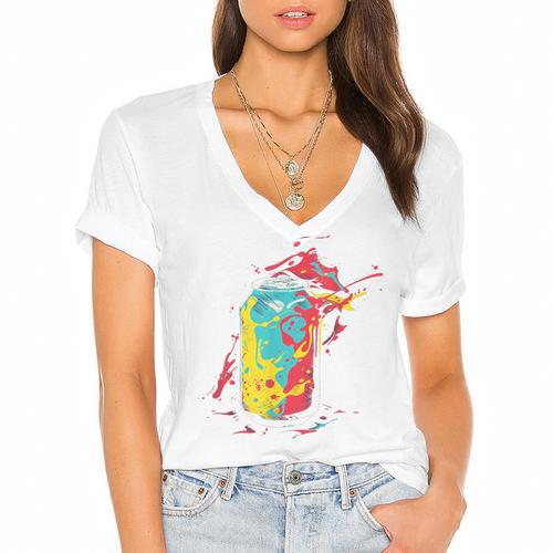 80s Nostalgia Soda Can Women's Jersey Short Sleeve Deep V-Neck Tshirt				 - Figerry