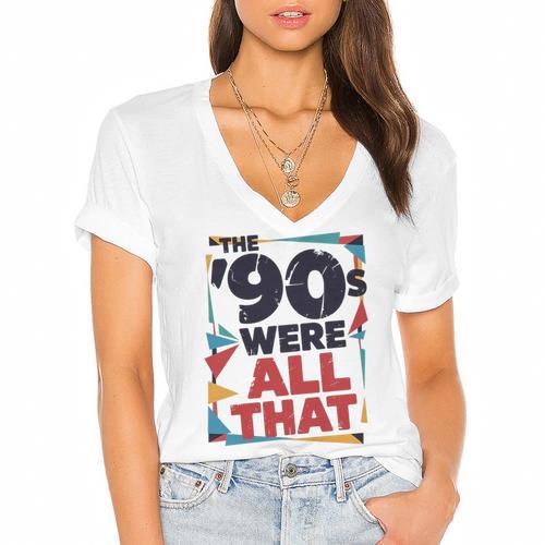 The 90s Were All That – Retro 1990s Nostalgia Tee Premium Tri-Blend Women's Jersey Short Sleeve Deep V-Neck Tshirt				 - Figerry