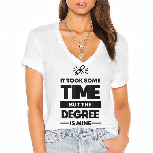 Adult College Graduation Women's Jersey Short Sleeve Deep V-Neck Tshirt				 - Best Gift Smart
