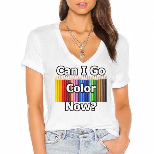 Adult Coloring Book Can I Go Color Now Women Men Adults Premium Tri-Blend Women's Jersey Short Sleeve Deep V-Neck Tshirt				 - Bookorys DE