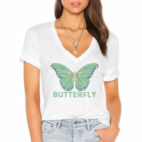 Anti-Social Introvert Butterfly Women's Jersey Short Sleeve Deep V-Neck Tshirt				 - Raresse