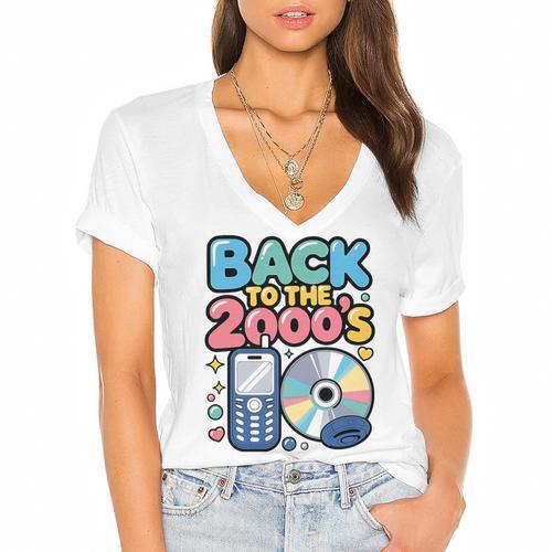 Back To The 2000s Retro Nostalgia Premium Tri-Blend Women's Jersey Short Sleeve Deep V-Neck Tshirt				 - Figerry