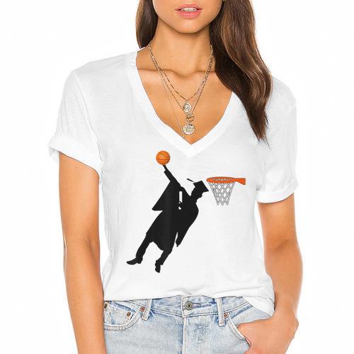 Basketball Slam Dunk Elementary Graduation 2025 6th Grade Women's Jersey Short Sleeve Deep V-Neck Tshirt				 - Best Gift Smart