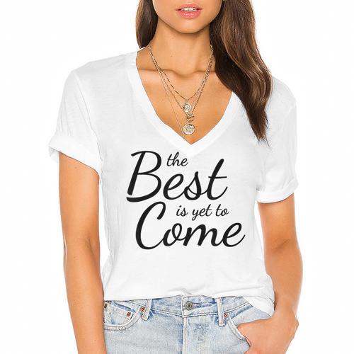 The Best Is Yet To Come Graduation Women's Jersey Short Sleeve Deep V-Neck Tshirt				 - Best Gift Smart