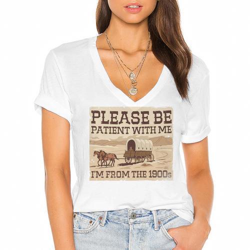 Boomer Millennial Please Be Patient I'm From The 1900s Premium Women's Jersey Short Sleeve Deep V-Neck Tshirt				 - Figerry