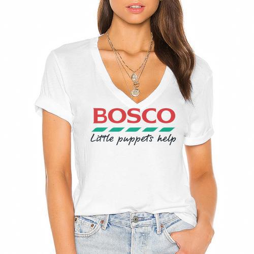 Bosco Little Puppets Help Irish Nostalgia Retro 80s Premium Tri-Blend Women's Jersey Short Sleeve Deep V-Neck Tshirt				 - Figerry