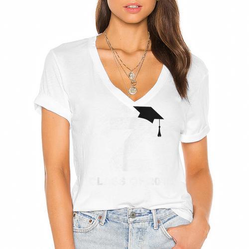 Class Of 2018 Last Name Letter Z Graduation Women's Jersey Short Sleeve Deep V-Neck Tshirt				 - Best Gift Smart