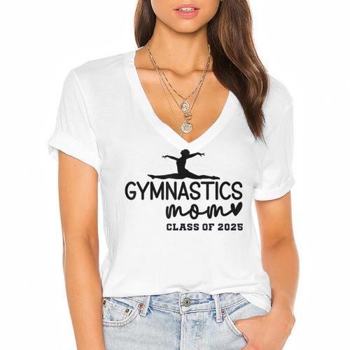 Class Of 2025 Gymnastics Mom Senior Gymnast Graduation Women's Jersey Short Sleeve Deep V-Neck Tshirt				 - Best Gift Smart