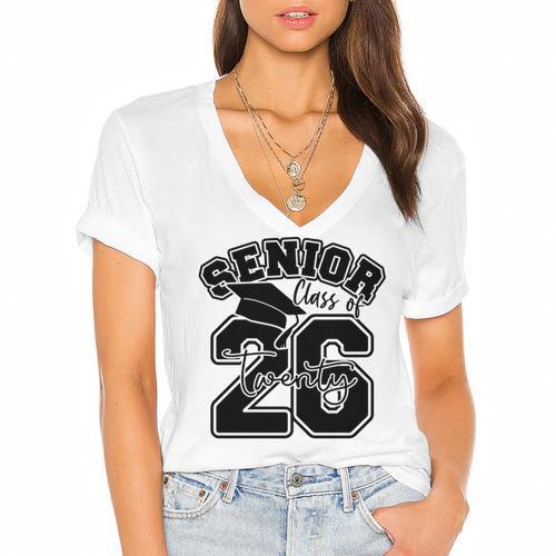Class Of 2026 Senior 2026 Graduation Women's Jersey Short Sleeve Deep V-Neck Tshirt				 - Best Gift Smart