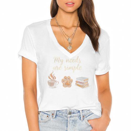 Coffee Paw Print Book Lover Reading Simple Life Bookworm Premium Tri-Blend Women's Jersey Short Sleeve Deep V-Neck Tshirt - Bookorys AU