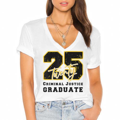 Criminal Justice Graduate Graduated Class Of 2025 Graduation Women's Jersey Short Sleeve Deep V-Neck Tshirt				 - Best Gift Smart