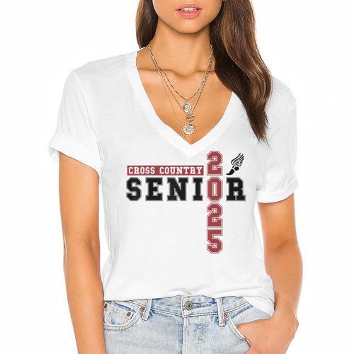 Cross Country Senior Night Senior 2025 Graduation Party 46 Women's Jersey Short Sleeve Deep V-Neck Tshirt				 - Best Gift Smart