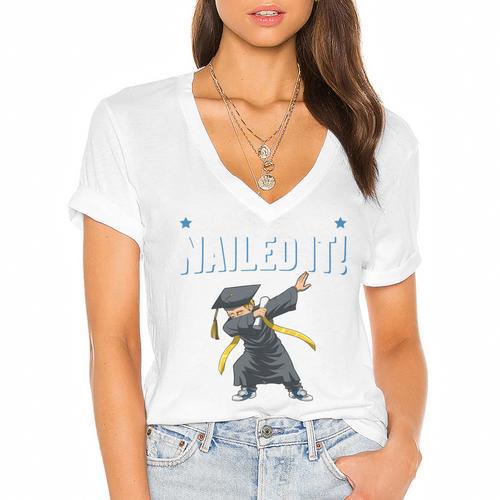 Dabbing Graduation Class Of 2025 Boy Kindergarten Nailed It Women's Jersey Short Sleeve Deep V-Neck Tshirt				 - Best Gift Smart