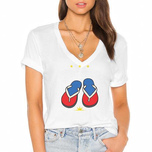 Discipline Arsenal Pinoy Nostalgia Filipino Tsinelas Premium Tri-Blend Women's Jersey Short Sleeve Deep V-Neck Tshirt				 - Figerry