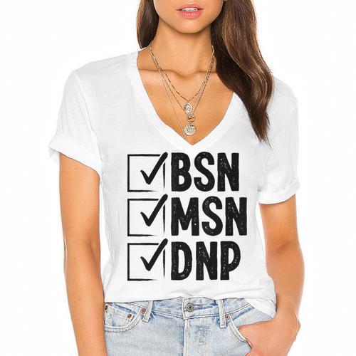DNP Doctor MSN BSN DNP Nurse DNP Degree Graduation Women's Jersey Short Sleeve Deep V-Neck Tshirt - Best Gift Smart