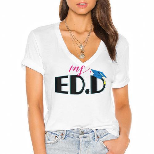 Doctor Of Education EDD Graduation 2021 Women's Jersey Short Sleeve Deep V-Neck Tshirt				 - Best Gift Smart